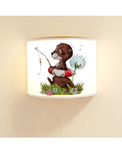 Wandlampe Kinderlampe mit Otter angelt Schwimmring Pusteblume Lampe Motivlampe Leselampe Kinderzimmer ls128