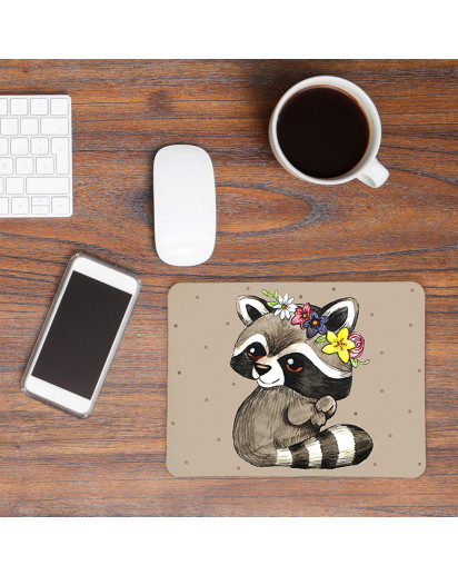 Mousepad Mouse Pad Mausunterlage kleiner Waschbär mit Punkten Mousepad mouse pad little raccoon racoon with dots mp18_H.jpg