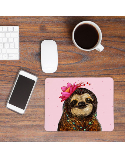 Mousepad Mouse Pad Mausunterlage Faultier mit Blume und Punkten Mousepad mouse pad sloth with flower and dots mp19_H.jpg