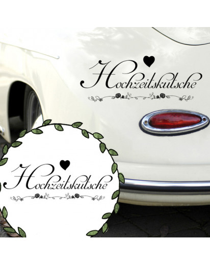 Autoaufkleber Autotattoo Hochzeit Spruch Motto Hochzeitskutsche Hochzeitstag M2146