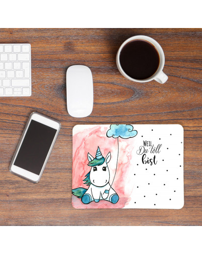 Mousepad Mouse Pad Mausunterlage mit Einhorn Wolke und Spruch weil du toll bist Mousepad mouse pad with unicorn cloud and quote saying beacause you're great mp23_H.jpg