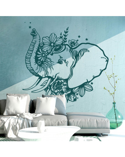 Wandtattoo indischer Elefant Wanddeko Indien orientalisch spirituell für Schlafzimmer oder Wohnzimmer M2408