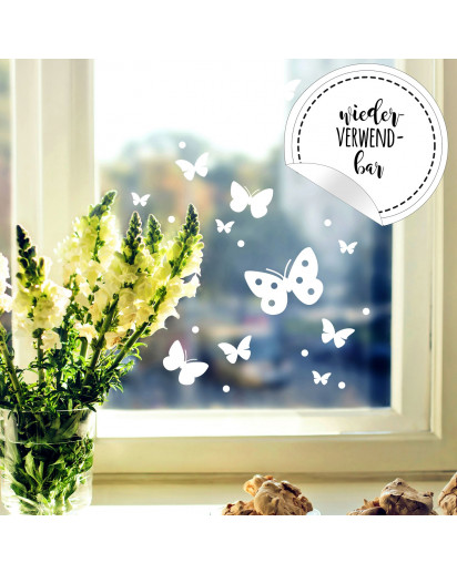 Fensterbild Schmetterlinge Set -WIEDERVERWENDBAR- Fensterdeko Fensterbilder Osterdeko M2348