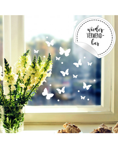 Fensterbild Schmetterlinge Set -WIEDERVERWENDBAR- Fensterdeko Fensterbilder Osterdeko M2349