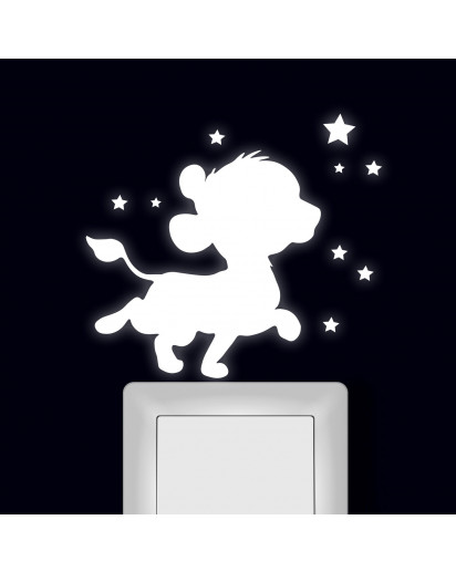 Lichtschaltertattoo Wandtattoo Löwe Löwenbaby mit Sterne fluoreszierend M2473