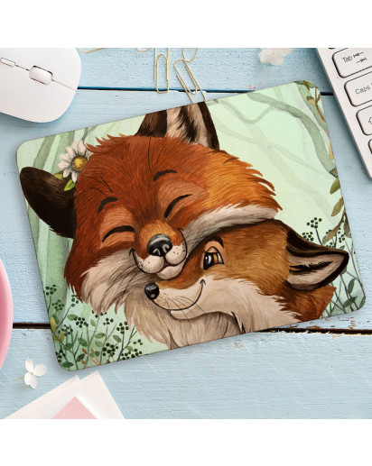 Mousepad mouse pad Mauspad Fuchs Füchschen Fuchmama Mama mit Kind Mausunterlage bedruckt mouse pads mp103