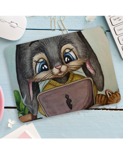 Mousepad mouse pad Mauspad Hase Häschen mit Laptop Mausunterlage bedruckt mouse pads mp104