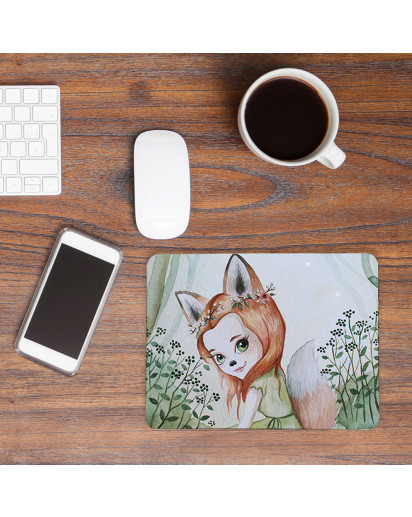 Mousepad mouse pad Mauspad mit Fuchs Fuchsmädchen im Wald Mausunterlage bedruckt für den Schreibtisch mouse pads Tier mp48