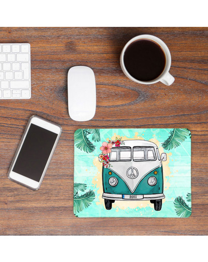 Mousepad mouse pad Mauspad türkiser Bulli Bus tropisch mint mit Name Wunschnamen Roadtrip mp58