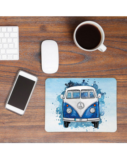 Mousepad mouse pad Mauspad blauer Bulli Bus mit Name Wunschnamen Roadtrip mp61