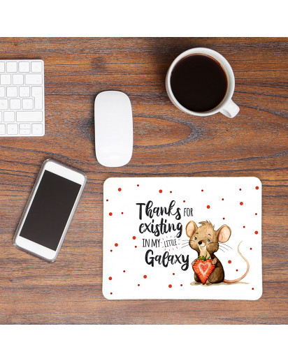 Mousepad mouse pad Mauspad mit Maus Mäuschen Herzbeere Spruch Thanks for existing... Mausunterlage bedruckt mouse pads Tier mp76