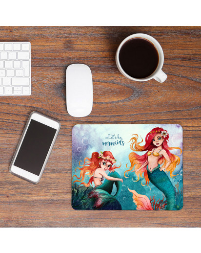 Mousepad mouse pad Mauspad Meerjungfrau Geschwister Spruch Let´s be Mermaids Mausunterlage bedruckt mouse pads mp83