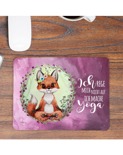 Mousepad mouse pad Mauspad Yoga Fuchs Füchschen Spruch Ich rege mich nicht auf ich mache Yoga Mausunterlage bedruckt mouse pads mp87