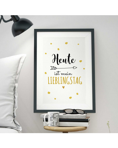 A3 Print Illustration Poster Plakat mit Punkten und Spruch heute ist mein Lieblingstag A3 Print illustration poster with dots and saying today is my favorite day p50