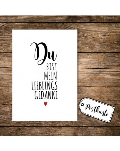 A6 Postkarte Print mit Spruch Du bist mein Lieblingsgedanke A6 postcard print with quote saying you are my favorite thought