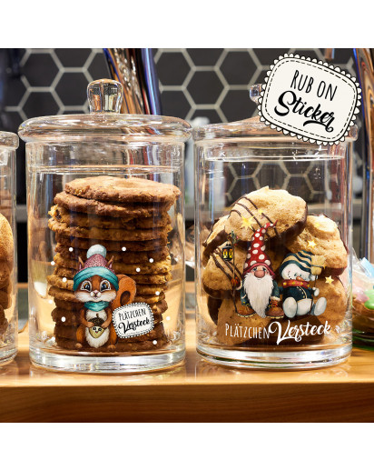 Rub ons RubOn Rubons Sticker Weihnachten Weihnachtssticker Weihnachtsmotive Eierlikör Keksglas Eule Elch A5 rb02