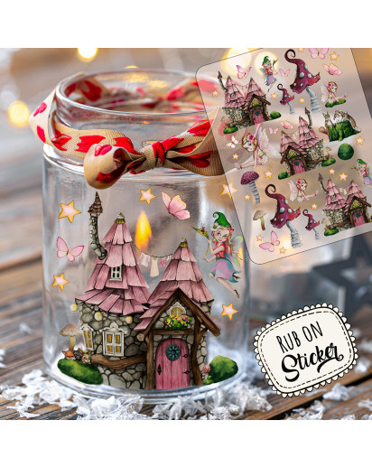 Rub ons RubOn Rubons Sticker Weihnachten Weihnachtssticker Elfenhäuschen Wichtelhaus Elfentür Fee fairy Elfe Wichtel A5 rb05 
