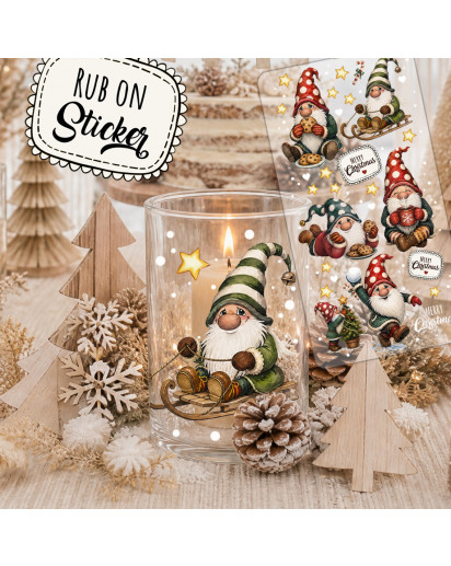Rub ons RubOn Rubons Sticker Weihnachtssticker Weihnachten Weihnachtsmotive Zwerge Wichtel Weihnachtswichtel Christmas Din lang Bogen rb110