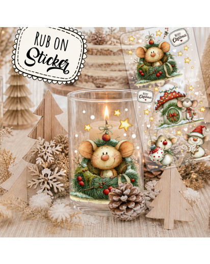 Rub ons RubOn Rubons Sticker Weihnachtssticker Weihnachten Weihnachtsmotive Mäuse Christmas Din lang Bogen rb111