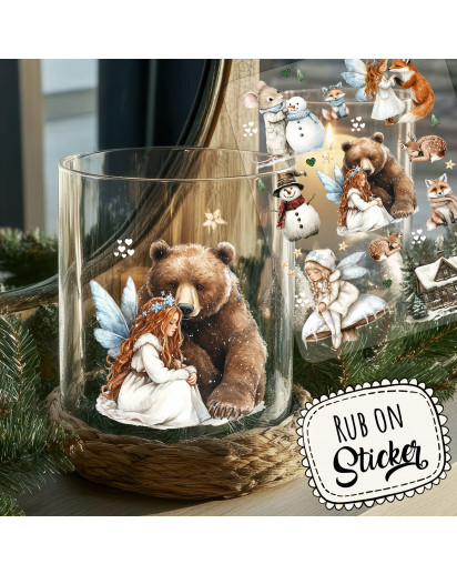 Rub ons RubOn Rubons Sticker Weihnachten Weihnachtssticker Weihnachtsmotive Tiere Wichtel Tür Elfentür Stern Weihnachtswichtel Zwerge A5 Bogen rb28