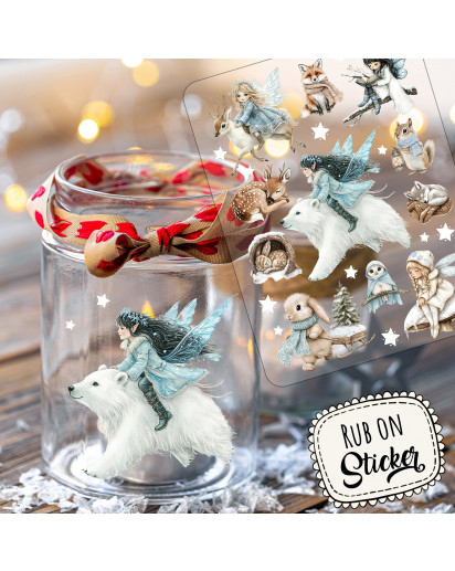Rub ons RubOn Rubons Sticker Weihnachten Weihnachtssticker Weihnachtsmotive Tiere Elfen Feen fairies fairy Elfe Fee A5 Bogen rb29