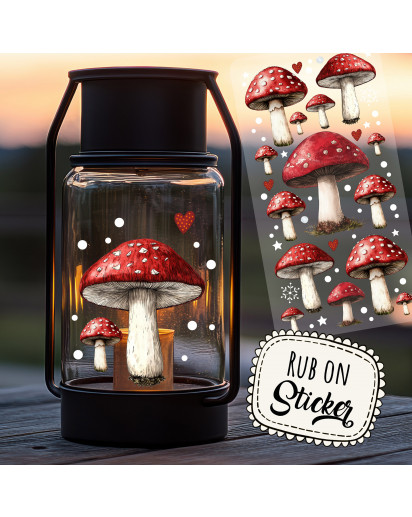 Rub ons RubOn Rubons Sticker Weihnachten Weihnachtssticker Weihnachtsmotive Tiere Fliegenpilze Fliegenpilz Pilze Elch DIN lang rb36