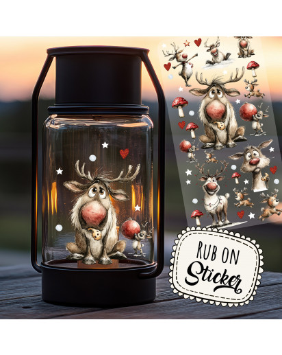 Rub ons RubOn Rubons Sticker Weihnachten Weihnachtssticker Weihnachtsmotive Tiere Rentiere Rentier Elche Elch DIN lang rb37