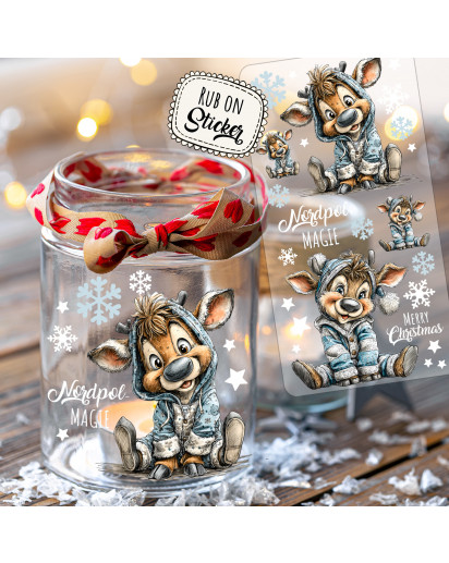 Rub ons RubOn Rubons Sticker Weihnachten Weihnachtssticker Weihnachtsmotive süße Rentiere Tiere Din lang Bogen rb48