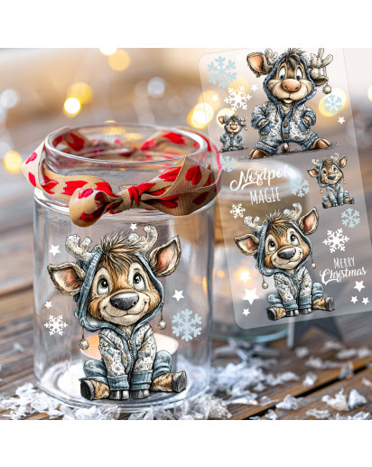 Rub ons RubOn Rubons Sticker Weihnachten Weihnachtssticker Weihnachtsmotive süße Rentiere Tiere Din lang Bogen rb49