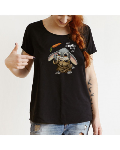 Shirt Damen Frauen Mädchen T-Shirt Sweatshirt in schwarz Hase Häschen Spruch Möge die Möhre mit dir sein Mama Tochter Freundin Geschenk 100% Baumwolle verschiedene Größen s15