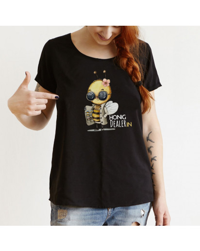 Shirt T-Shirt Sweatshirt in schwarz Biene Bienchen Bee Spruch Honig Dealerin Mama Tochter Freundin Geschenk 100% Baumwolle verschiedene Größen s18