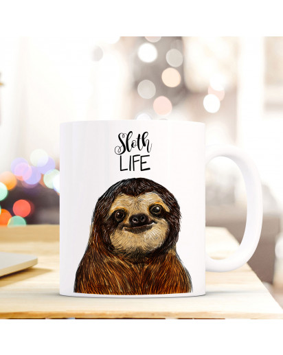 Tasse Becher Faultier mit Spruch Sprichwort Zitat sloth life ts409