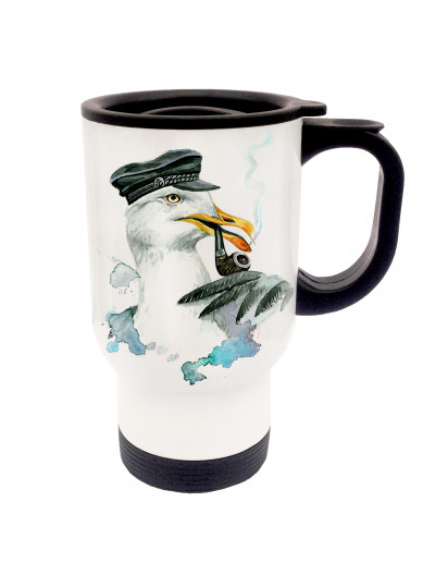 Tasse Becher Thermotasse Thermobecher Thermostasse Thermosbecher Kapitän Möwe cup mug thermo mug thermo cup captain seagull tb020