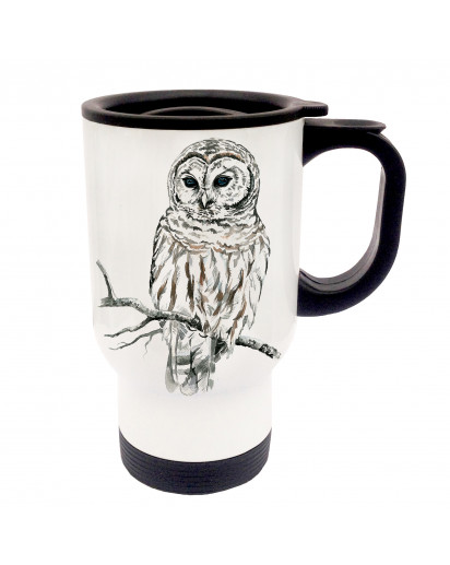 Tasse Becher Thermotasse Thermobecher Thermostasse Thermosbecher Eule Schneeeule Kauz cup mug thermo mug thermo cup owl snow owl codger tb022