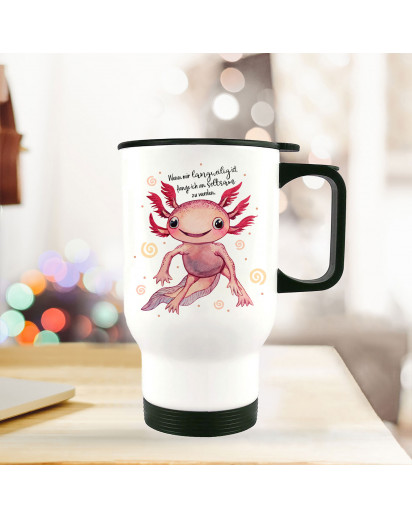 Thermobecher Isolierbecher Axolotl Spruch Wenn mir langweilig ist,... Kaffeebecher Geschenk tb229