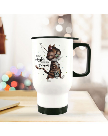 Thermobecher Isolierbecher Kater Katze Kätzchen Angelkatze Angel Spruch Kleiner Angler Kaffeebecher Geschenk tb244