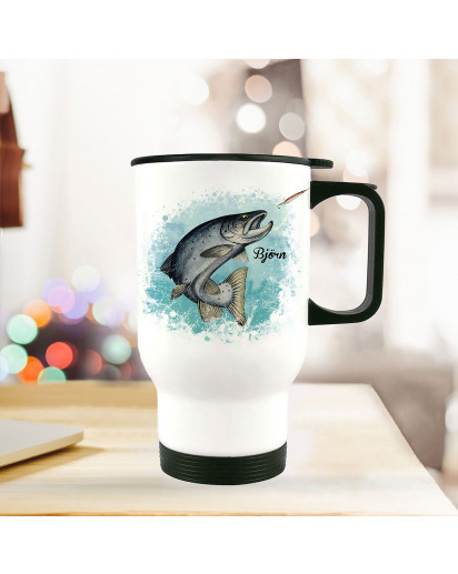 Thermobecher Isolierbecher Meerforelle Lachsforelle Fisch & Wunschname Name Kaffeebecher Geschenk tb250