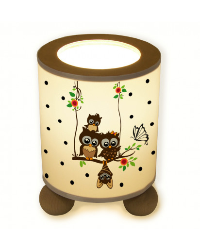 Lampe Tischlampe Nachttischlampe Eulenfamilie auf Schaukel table lamp reading lamp owls owl family on swing