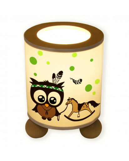 Hauptbild Tischlampe Eule als Indianer mit Schaukelpferd table lamp indian owl with rocking horse