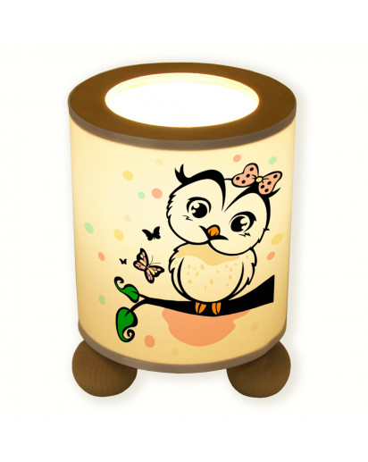 Hauptbild Tischlampe Eule auf Ast Schmetterling Wunschname table lamp owl on branch butterfly desired name