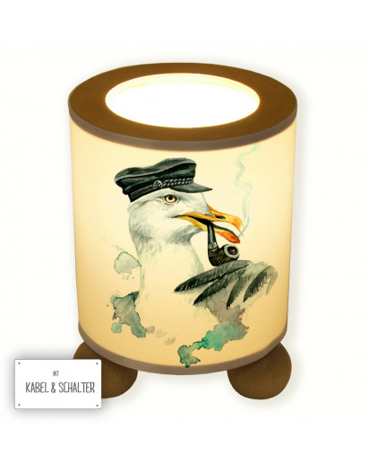 Hauptbild Tischlampe Kaptain Möwe Heinrich Wunschname table lamp captain seagull Heinrich desired name