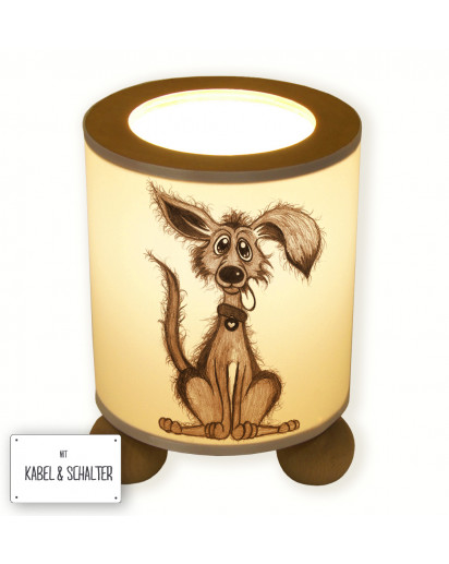 Hauptbild Tischlampe liegendes süßer Hund Hündchen Wunschname table lamp sweet dog desired name