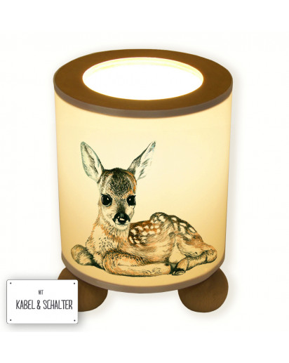 Hauptbild Tischlampe liegendes Reh Rehkitz Wunschname table lamp lying deer fawn desired name