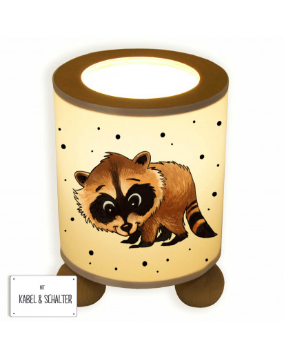 Tischlampe Leselampe Nachttischlampe Lampe Waschbär mit Punkten table lamp reading light bedside lamp light raccoon with dots tl043