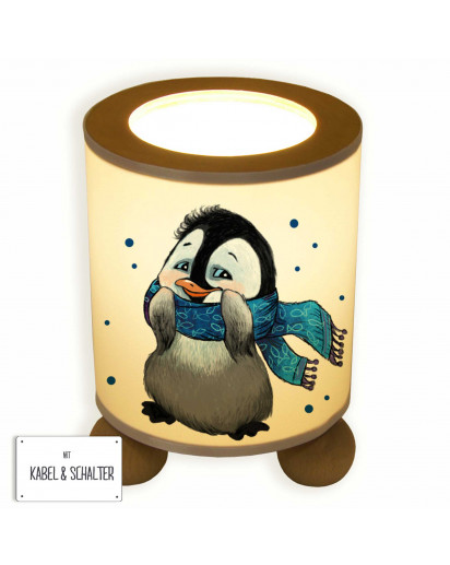 Tischlampe Nachttischlampe Kinderlampe Schlummerlampe Lampe Pinguin mit Schal und Punkten table lamp snooze light penguin with scarf and dots tl046