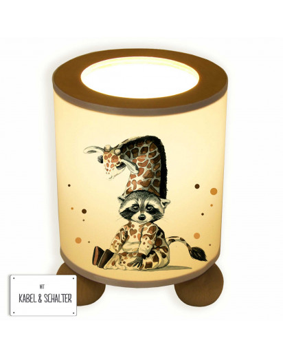 Tischlampe Nachttischlampe Kinderlampe Schlummerlampe Lampe Waschbär im Giraffenkostüm table lamp snooze light lamp raccoon in giraffe costume tl048