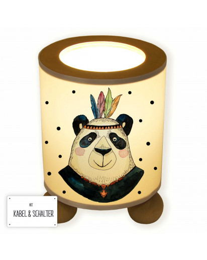 Tischlampe Nachttischlampe Kinderlampe Schlummerlampe Lampe Panda Papa Indianer Boho mit Punkten table lamp reading light snooze lamp panda dad indian boho with dots tl049