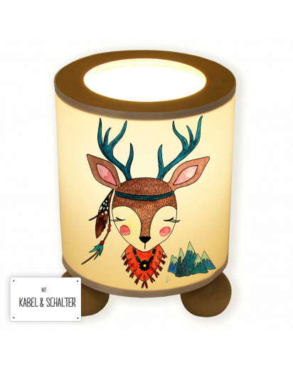Tischlampe Nachttischlampe Kinderlampe Schlummerlampe Lampe Reh Hirsch Mädchen Hirschmädchen Indianer Boho table lamp reading light snooze lamp deer girl stag indian boho tl051