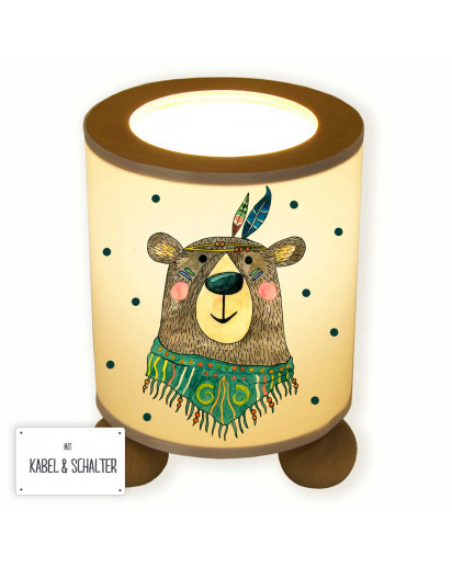 Tischlampe Nachttischlampe Leselampe Schlummerlampe Lampe Boho Bär Indianer mit Punkten table lamp reading light snooze lamp boho bear indian with dots tl057