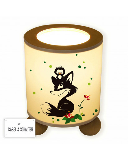 Tischlampe Nachttischlampe Leselampe Schlummerlampe Lampe Waldtiere mit Fuchs und Eule table lamp reading light snooze lamp forest animals with fox and owl tl062